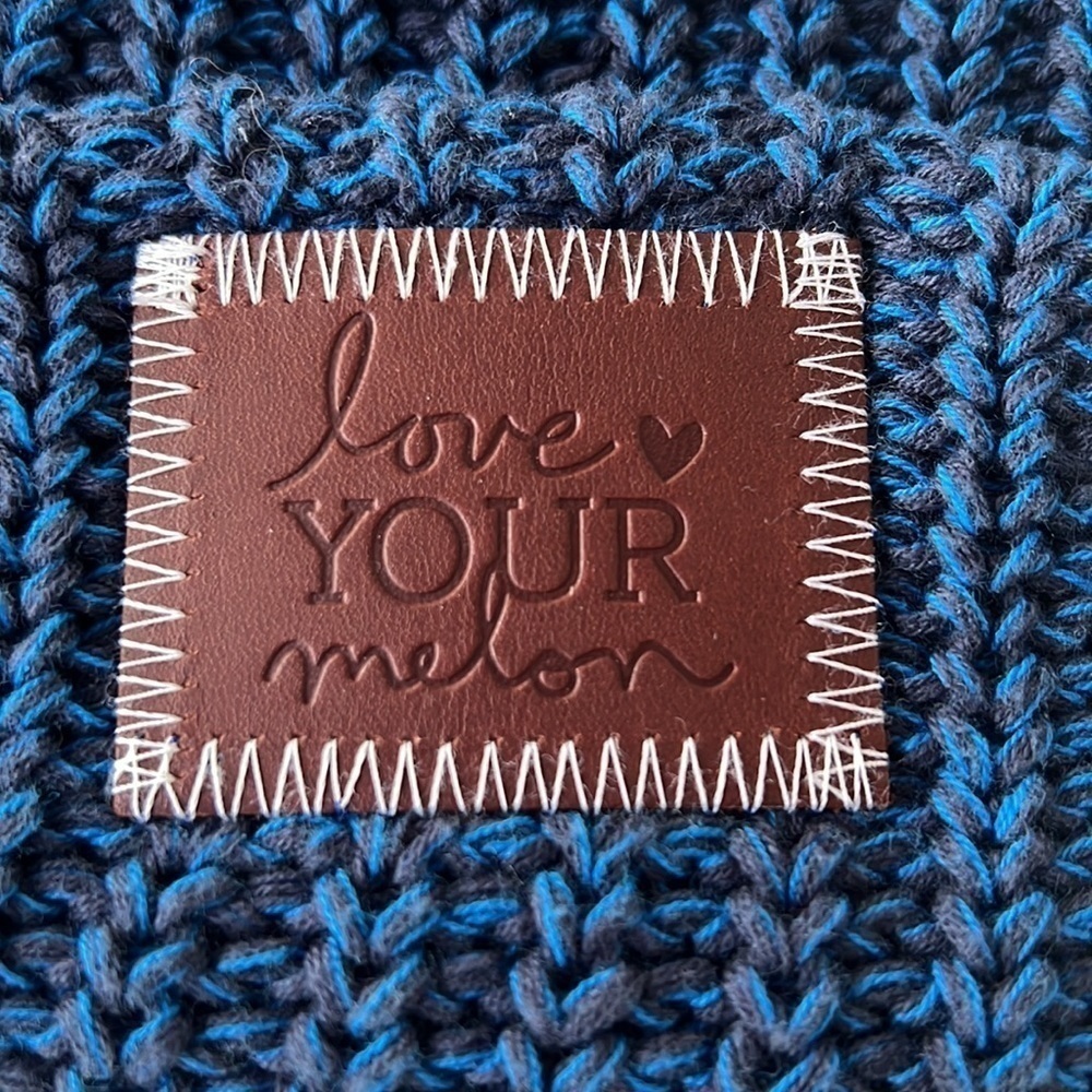 Love Your Melon Blue & Black Knit Beanie Hat Made in USA - Picture 2 of 7